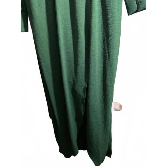 Fraiche by J Elegant Green Faux Wrap Maxi Dress with Long Sleeves Large - Picture 5 of 15
